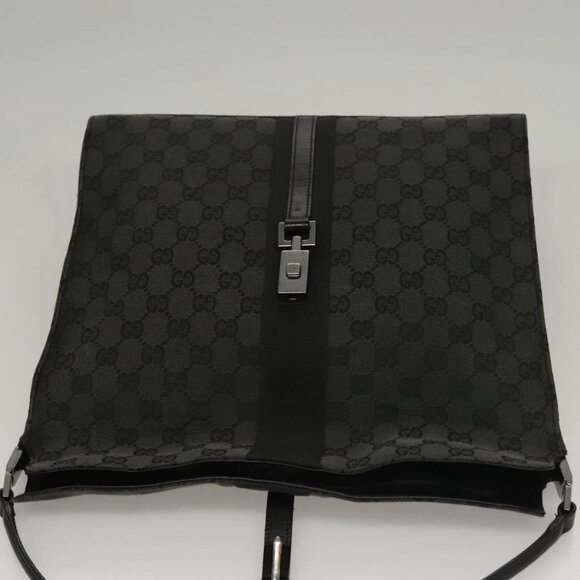 GUCCI GG Canvas Jackie Shoulder Bag Black Silver 001 3355 1781 Auth 133986 - Picture 10 of 16